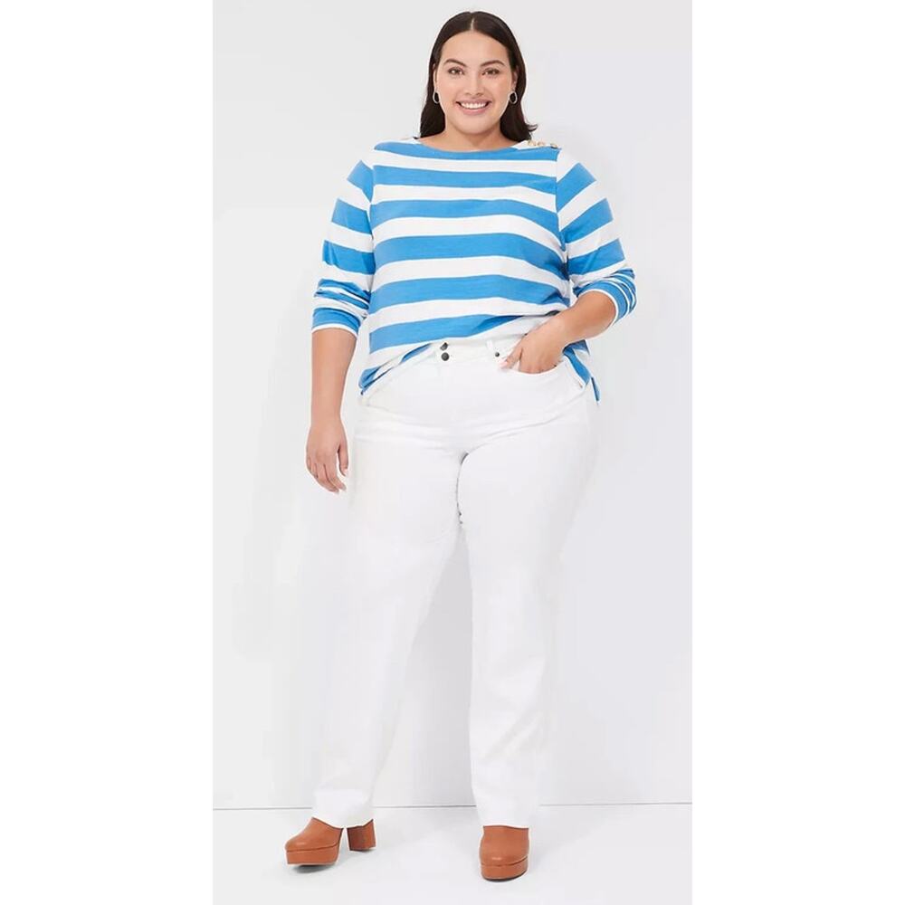 Lane Bryant New Tighter Tummy Fit High Rise Straight Jeans White Plus 22